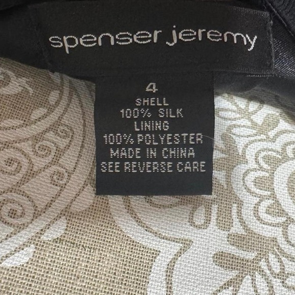 Vintage Black Mini Silk Dress Spencer Jeremy Deep V Boho Chic CottageCore - Picture 6 of 6